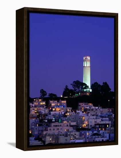 Coit Tower, Telegraph Hill at Dusk, San Francisco, U.S.A.-Thomas Winz-Framed Premier Image Canvas