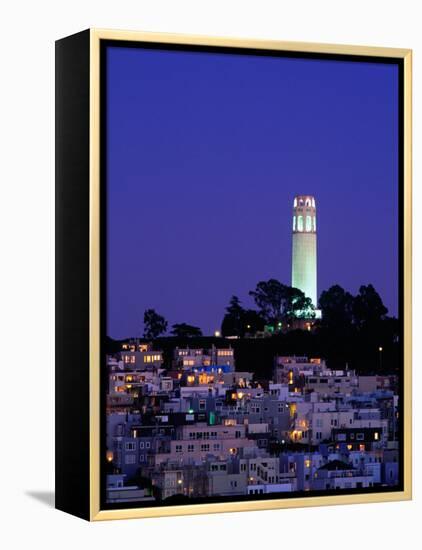 Coit Tower, Telegraph Hill at Dusk, San Francisco, U.S.A.-Thomas Winz-Framed Premier Image Canvas