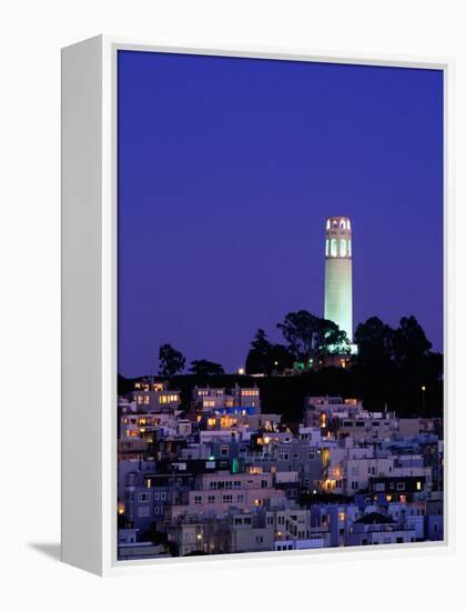 Coit Tower, Telegraph Hill at Dusk, San Francisco, U.S.A.-Thomas Winz-Framed Premier Image Canvas