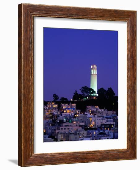 Coit Tower, Telegraph Hill at Dusk, San Francisco, U.S.A.-Thomas Winz-Framed Photographic Print