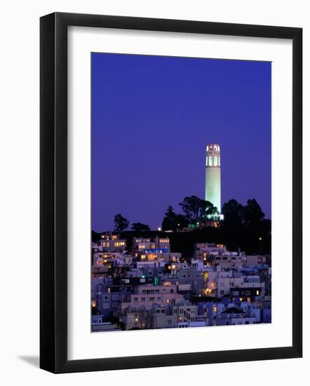 Coit Tower, Telegraph Hill at Dusk, San Francisco, U.S.A.-Thomas Winz-Framed Photographic Print