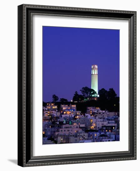 Coit Tower, Telegraph Hill at Dusk, San Francisco, U.S.A.-Thomas Winz-Framed Photographic Print