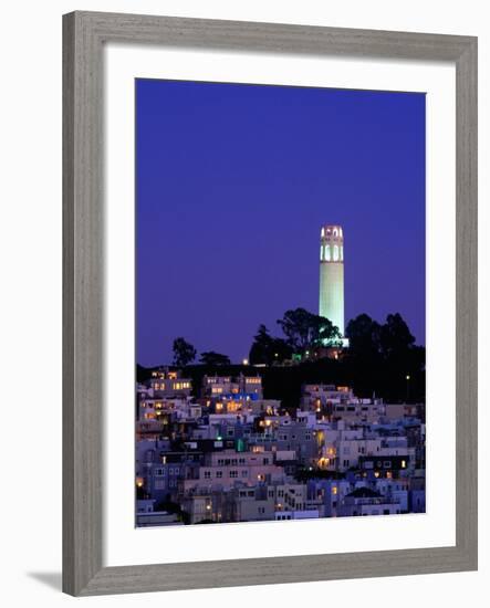 Coit Tower, Telegraph Hill at Dusk, San Francisco, U.S.A.-Thomas Winz-Framed Photographic Print