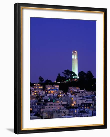 Coit Tower, Telegraph Hill at Dusk, San Francisco, U.S.A.-Thomas Winz-Framed Photographic Print