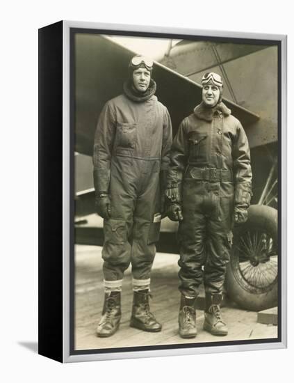 Col. Charles A. Lindbergh (Left) and Harry F. Guggenheim in Flight-Suits. Dec. 8, 1928-null-Framed Stretched Canvas