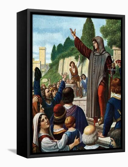 Cola Di Rienzo Proclaiming Himself as Tribune of Rome at the Capitoline Hill, 1347-null-Framed Premier Image Canvas