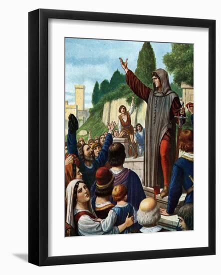 Cola Di Rienzo Proclaiming Himself as Tribune of Rome at the Capitoline Hill, 1347-null-Framed Photographic Print