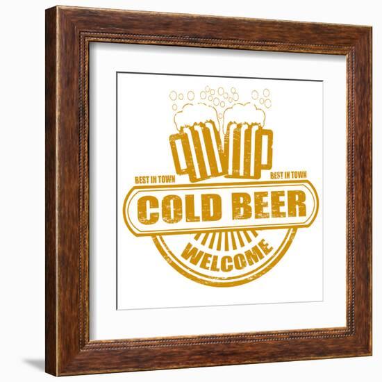 Cold Beer Stamp-radubalint-Framed Art Print