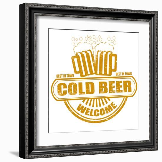 Cold Beer Stamp-radubalint-Framed Art Print