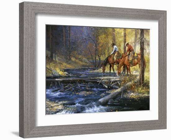 Cold Water & Falling Leaves-Jack Sorenson-Framed Art Print