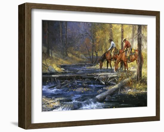 Cold Water & Falling Leaves-Jack Sorenson-Framed Art Print