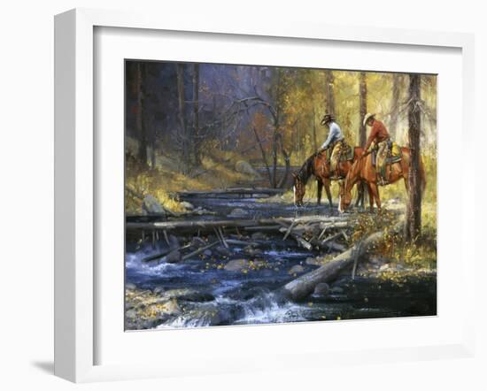 Cold Water & Falling Leaves-Jack Sorenson-Framed Art Print