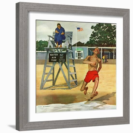 "Cold Water Swimmer," June 17, 1961-Richard Sargent-Framed Giclee Print