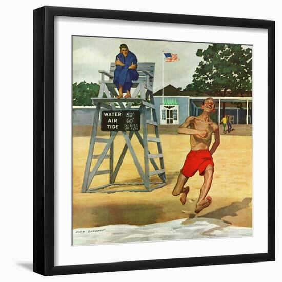 "Cold Water Swimmer," June 17, 1961-Richard Sargent-Framed Giclee Print