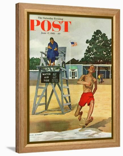 "Cold Water Swimmer," Saturday Evening Post Cover, June 17, 1961-Richard Sargent-Framed Premier Image Canvas