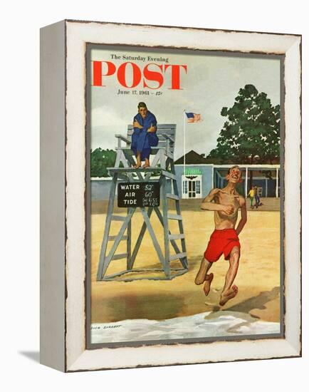 "Cold Water Swimmer," Saturday Evening Post Cover, June 17, 1961-Richard Sargent-Framed Premier Image Canvas