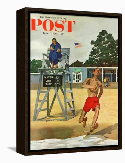 "Cold Water Swimmer," Saturday Evening Post Cover, June 17, 1961-Richard Sargent-Framed Premier Image Canvas