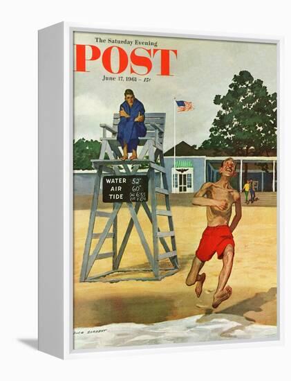 "Cold Water Swimmer," Saturday Evening Post Cover, June 17, 1961-Richard Sargent-Framed Premier Image Canvas