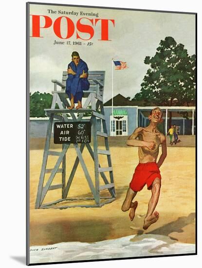 "Cold Water Swimmer," Saturday Evening Post Cover, June 17, 1961-Richard Sargent-Mounted Giclee Print