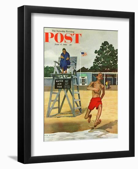 "Cold Water Swimmer," Saturday Evening Post Cover, June 17, 1961-Richard Sargent-Framed Giclee Print