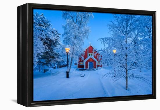 Cold Winter with Temperatures Going to -47 Celsius. Lapland, Sweden-null-Framed Premier Image Canvas