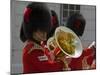 Coldstream Guards Band Practise at Wellington Barracks, Reflected in Brass Tuba, London, England-Walter Rawlings-Mounted Photographic Print