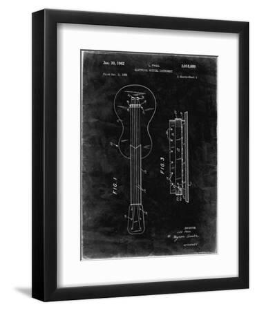 PP140- Black Grunge Gibson Les Paul Guitar Patent Poster Framed Giclee ...