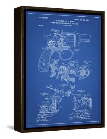 PP375-Blueprint Smith and Wesson Hammerless Pistol 1898 Patent