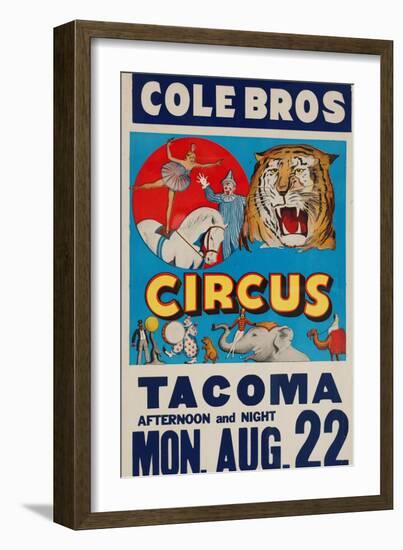 "Cole Bros. Circus: Tacoma", Circa 1938-null-Framed Giclee Print