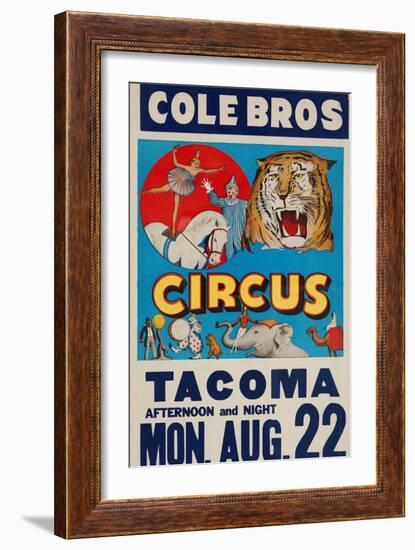 "Cole Bros. Circus: Tacoma", Circa 1938-null-Framed Giclee Print