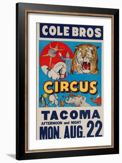 "Cole Bros. Circus: Tacoma", Circa 1938-null-Framed Giclee Print