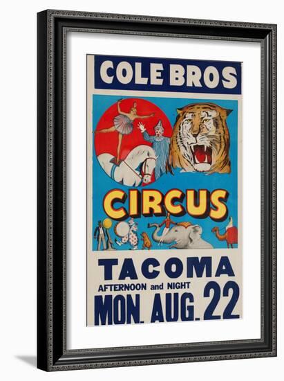 "Cole Bros. Circus: Tacoma", Circa 1938-null-Framed Giclee Print