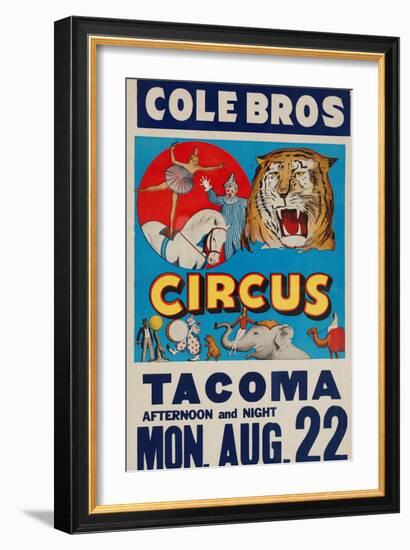 "Cole Bros. Circus: Tacoma", Circa 1938-null-Framed Giclee Print