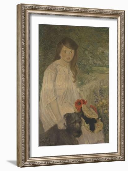 Colette sur fond de jardin (1888-1969), fille de l'artiste-Théophile Alexandre Steinlen-Framed Giclee Print