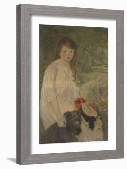 Colette sur fond de jardin (1888-1969), fille de l'artiste-Théophile Alexandre Steinlen-Framed Giclee Print