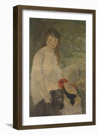 Colette sur fond de jardin (1888-1969), fille de l'artiste-Théophile Alexandre Steinlen-Framed Giclee Print