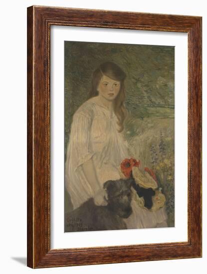 Colette sur fond de jardin (1888-1969), fille de l'artiste-Théophile Alexandre Steinlen-Framed Giclee Print