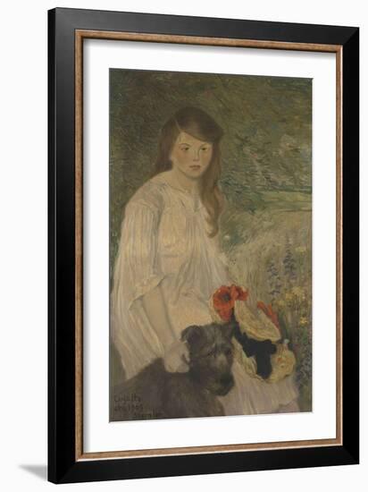 Colette sur fond de jardin (1888-1969), fille de l'artiste-Théophile Alexandre Steinlen-Framed Giclee Print