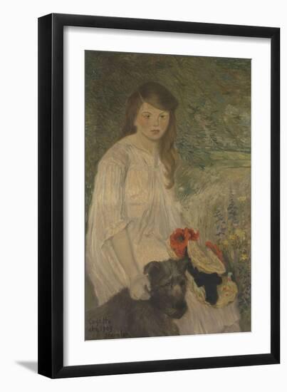 Colette sur fond de jardin (1888-1969), fille de l'artiste-Théophile Alexandre Steinlen-Framed Giclee Print