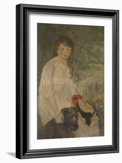 Colette sur fond de jardin (1888-1969), fille de l'artiste-Théophile Alexandre Steinlen-Framed Giclee Print