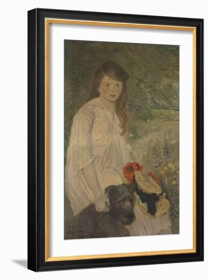 Colette sur fond de jardin (1888-1969), fille de l'artiste-Théophile Alexandre Steinlen-Framed Giclee Print