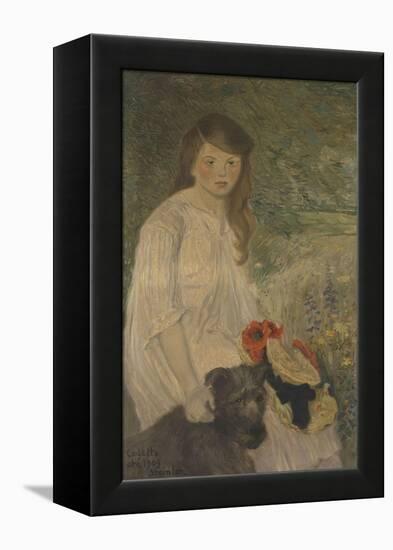 Colette sur fond de jardin (1888-1969), fille de l'artiste-Théophile Alexandre Steinlen-Framed Premier Image Canvas