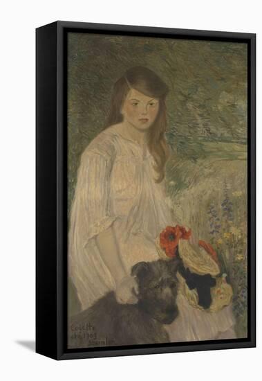 Colette sur fond de jardin (1888-1969), fille de l'artiste-Théophile Alexandre Steinlen-Framed Premier Image Canvas