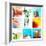 Collage Background With Cocktail And Travel Concept-haveseen-Framed Art Print