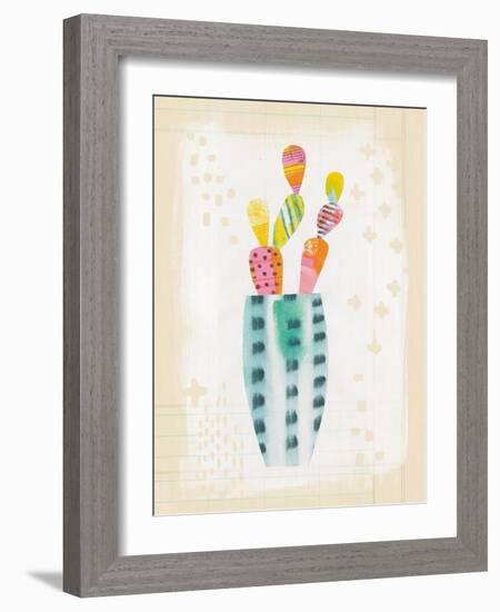 Collage Cactus I on Graph Paper-Melissa Averinos-Framed Art Print