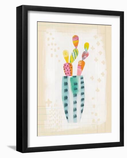 Collage Cactus I on Graph Paper-Melissa Averinos-Framed Art Print