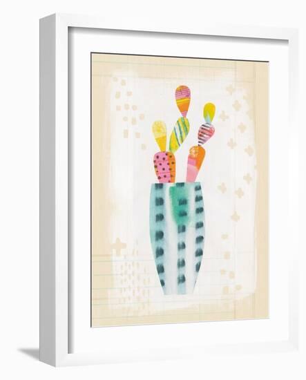 Collage Cactus I on Graph Paper-Melissa Averinos-Framed Art Print