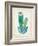 Collage Cactus II on Graph Paper Teal-Melissa Averinos-Framed Art Print