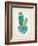 Collage Cactus II on Graph Paper Teal-Melissa Averinos-Framed Art Print