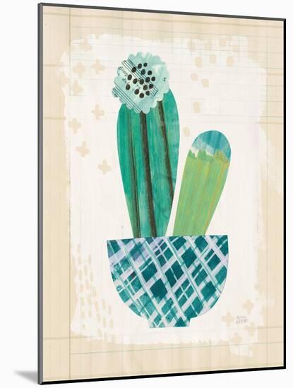 Collage Cactus II on Graph Paper Teal-Melissa Averinos-Mounted Art Print
